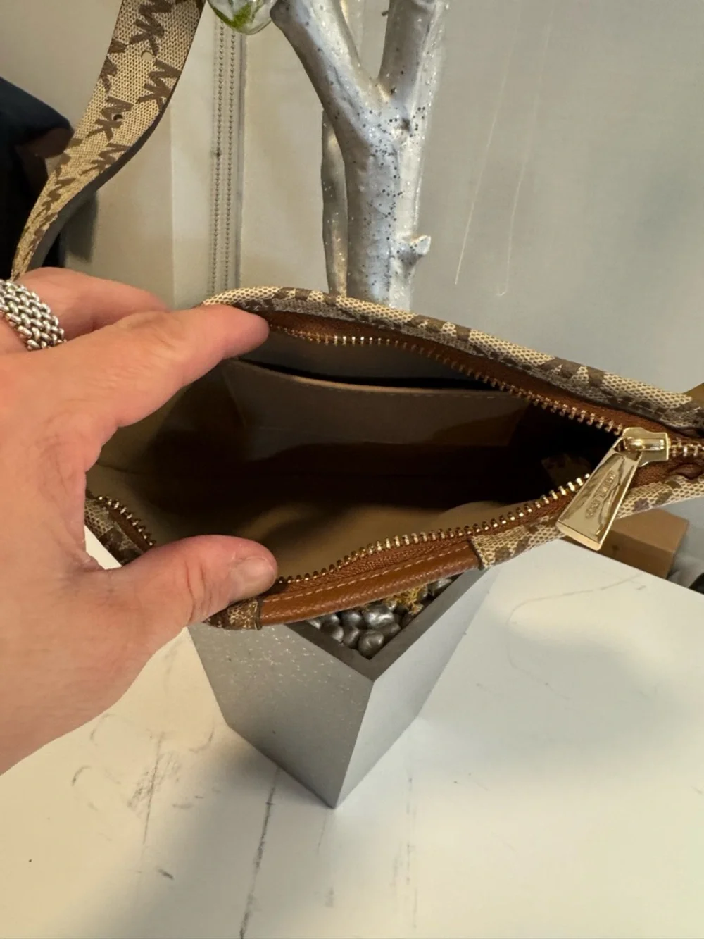 Michael Kors Unisex Brown Logo-Print Crossbody Bag
